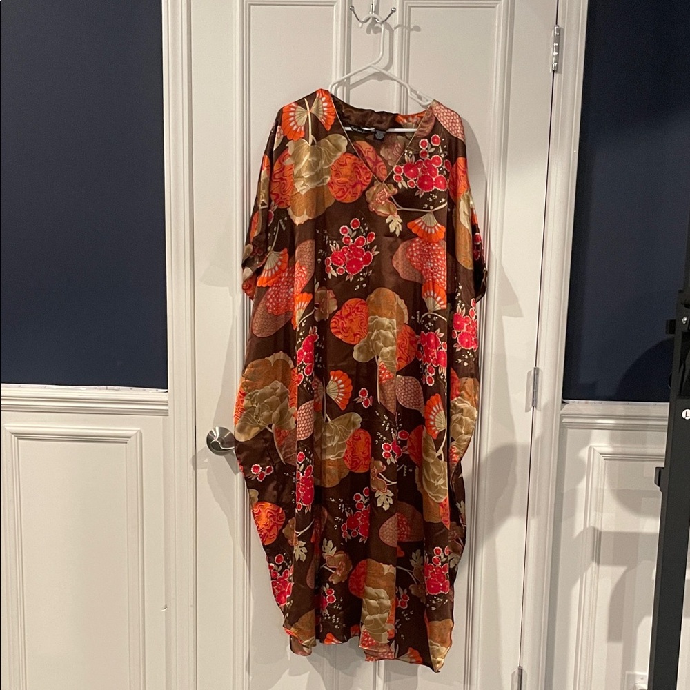 Floral Brown and Orange Women's Dress